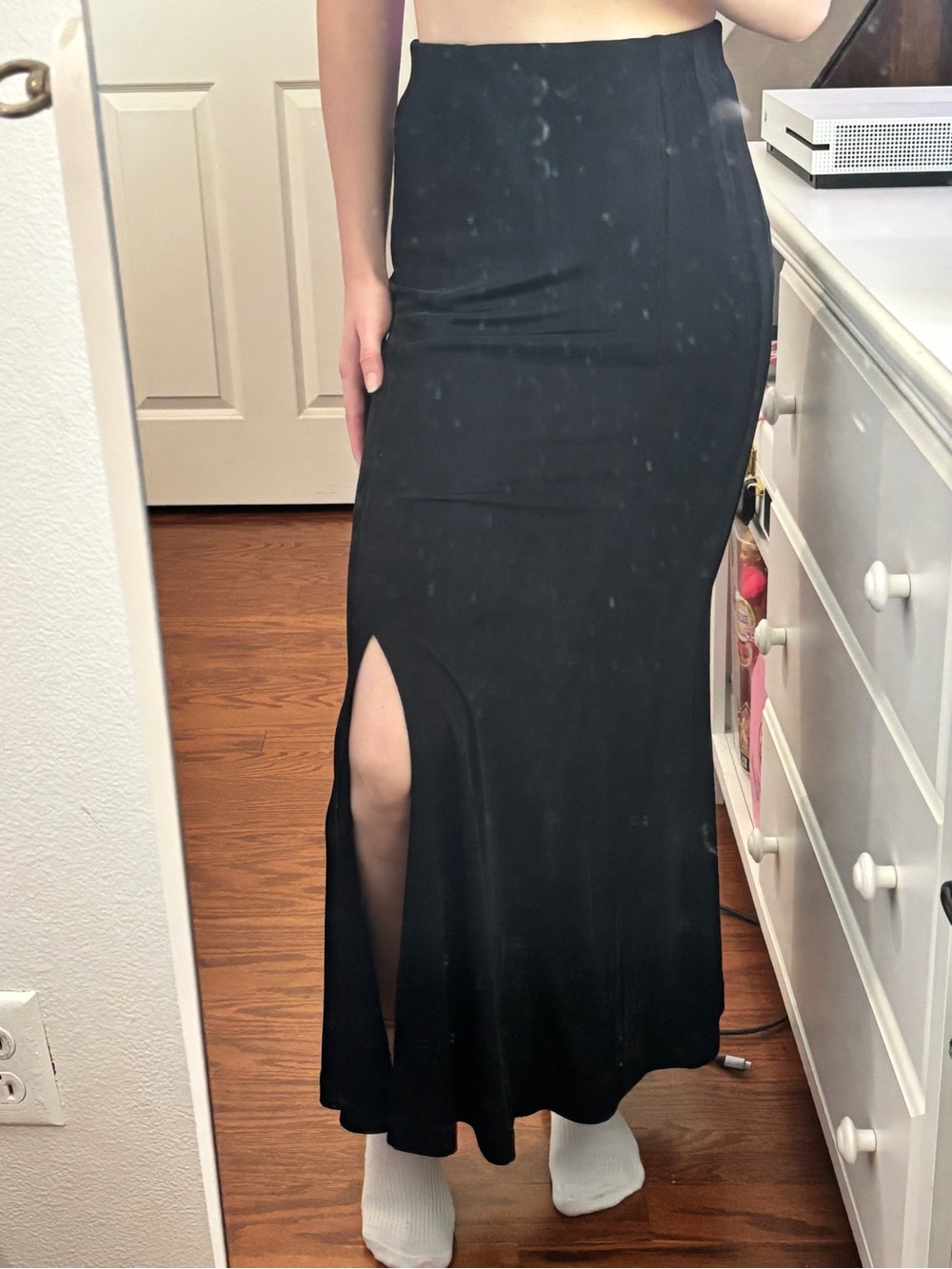 Black Side-Slit Maxi Skirt